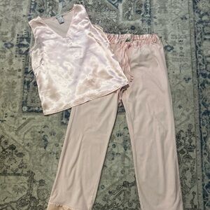 Alfani Elegant Pink Satin and Cotton Sleepwear Set